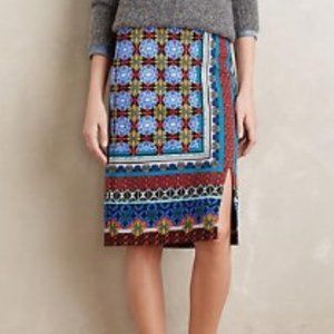 Anthropologie Maeve Tearoom Geometric Multicolor Pencil Skirt Size Small